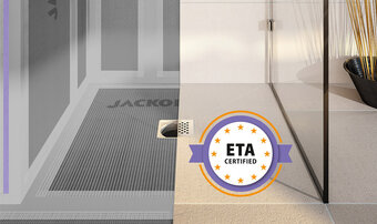 Le système d'étanchéité JACKOBOARD® obtient un agrément technique européen ETA pour une étanchéité sûre dans la zone de douche Le système d'étanchéité JACKOBOARD® obtient un agrément technique européen ETA pour une étanchéité sûre dans la zone de douche